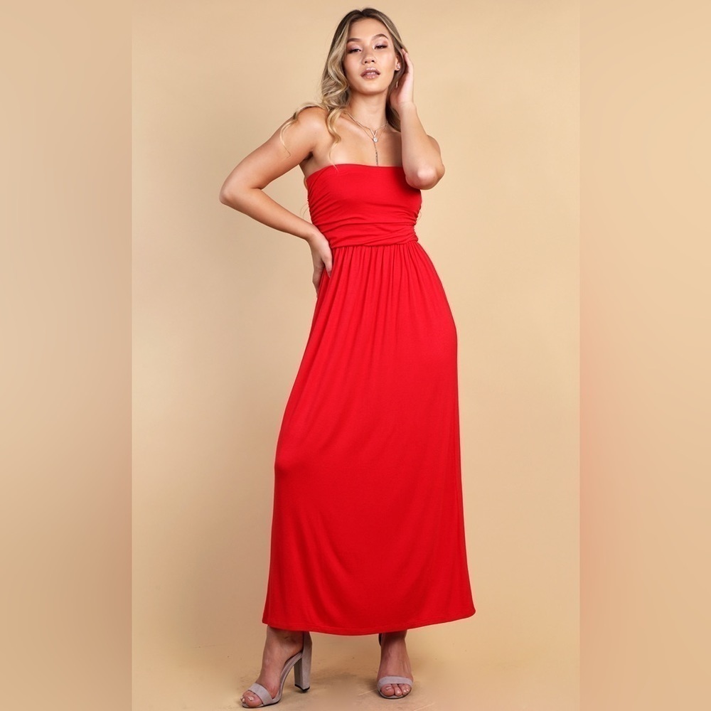 Stitch Between Strapless Bustier Maxi/Long Summer Dress